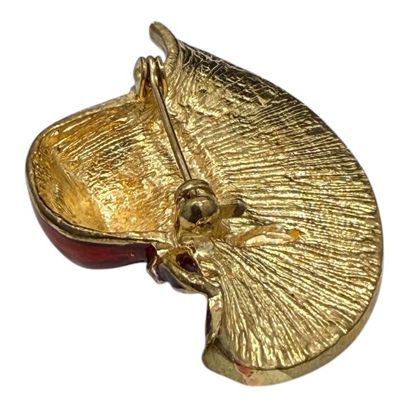 Vintage Red Hat Society Brooch Goldtone Red Purple Enamel Pin - Picture 6 of 6